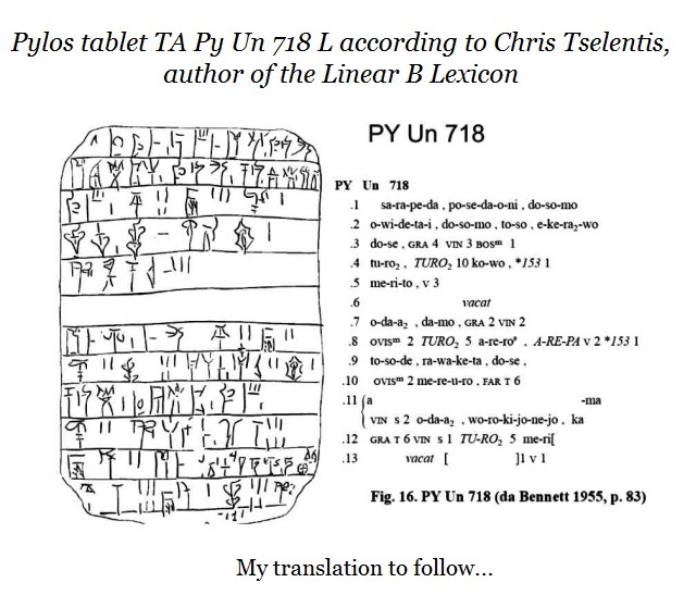 Pylos Tablet Ritual Pylos tablet PY Un 718 Chris Tselentis – Minoan Linear A, Mycenaean ...